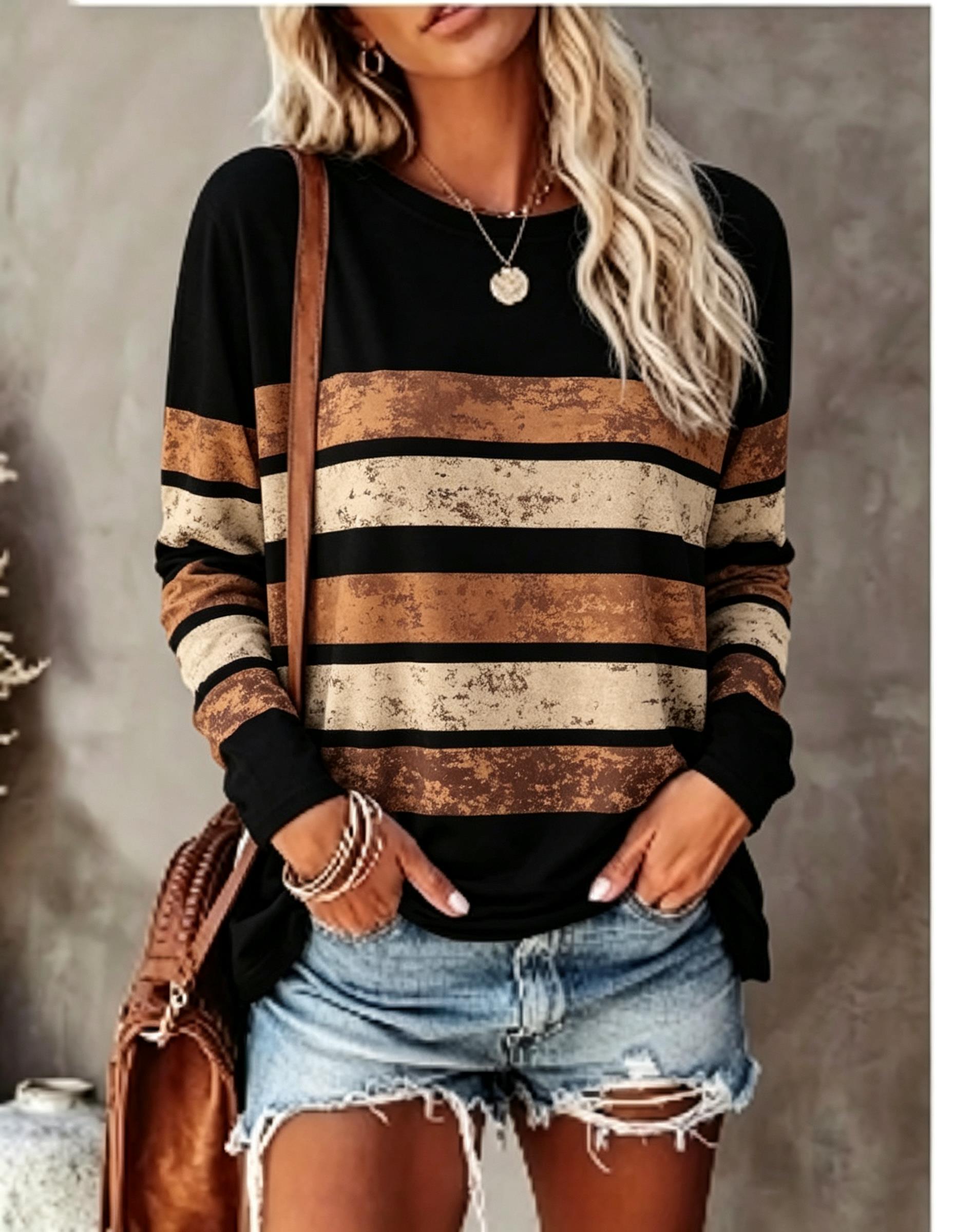 Blouses - Camiseta de manga comprida para mulher,