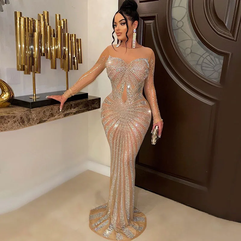 Sexy brilhante cristal strass  - Sparkly Rhinestone Club Party Dress avaliação e preço