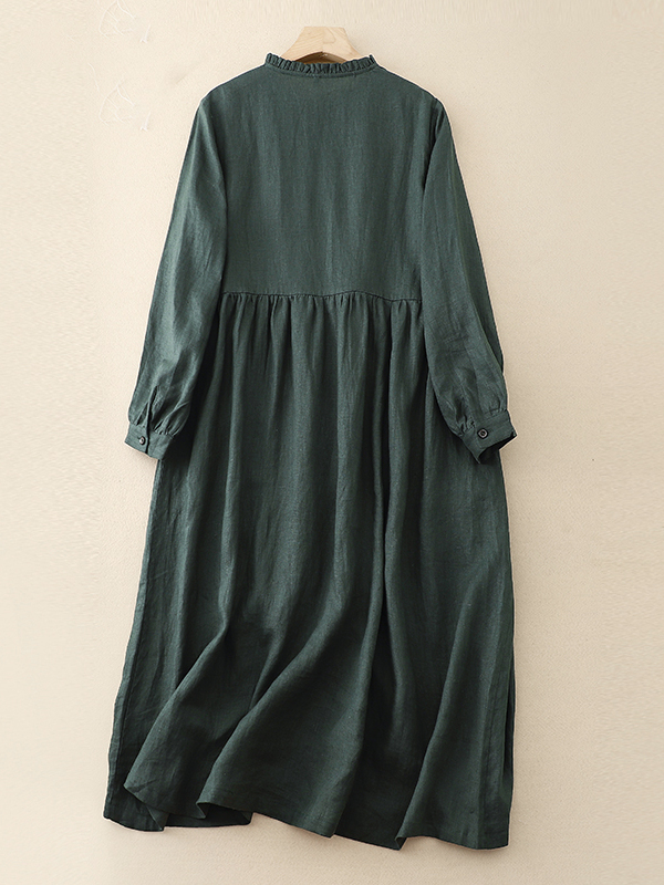 Vestido Casual Solto de Algodã - Casual Loose Linen Shirt Dress avaliação e preço