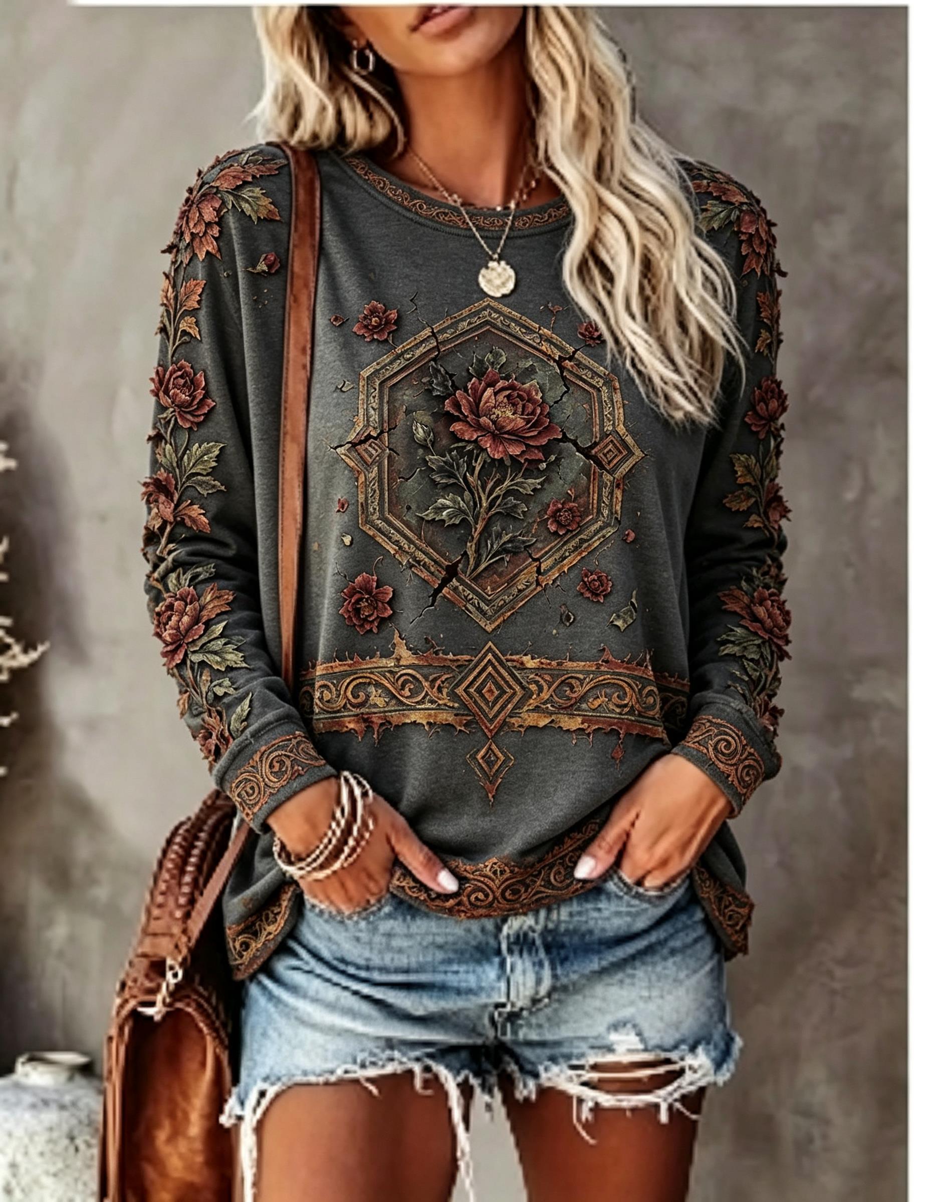 Camiseta Feminina de Manga Lon - Blouses avaliação e preço