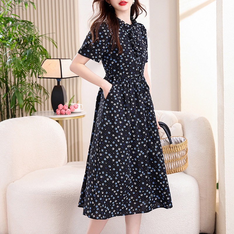 Vestido Midi Vintage Azul Mari - French Vintage Floral Midi Dress avaliação e preço